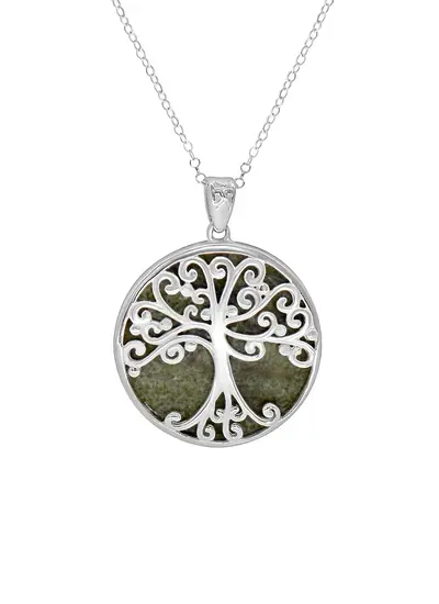 Finely Detailed Connemara Marble Tree of Life Pendant With Swirling Branch Design
